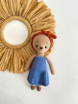 Handmade Crochet Teddy Bear With Clothes, 11 of 12