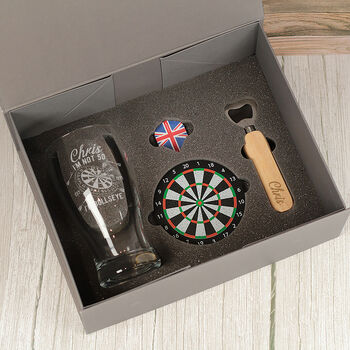 Personalised Bullseye Darts Pint Glass With Flights Gift Set, 2 of 8