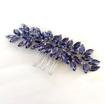 ‘Enya’ Purple Crystal Hair Comb, 3 of 5