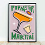 Pornstar Martini Print, Cocktail Illustration Art, thumbnail 1 of 6