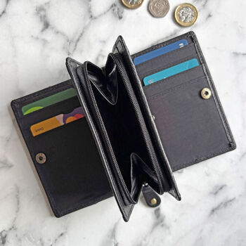 Small Black Leather Purse Hand Woven, 2 of 3