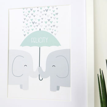 Elephants Nursery New Baby Print Gift, 5 of 10