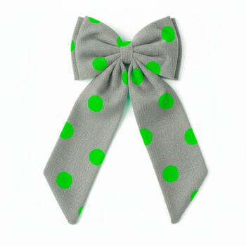 Sustainable Lrg Linen Polka Dot Bow Hanging Christmas Decoration, 12 of 12