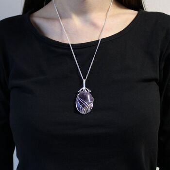 Amethyst Silver Wrapped Gemstone Necklace, 3 of 5