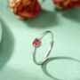 Sterling Silver Very Tiny Garnet Red Cz Heart Ring, thumbnail 1 of 12
