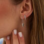 Pave Safety Pin Earring Jewelled Sterling Silver, thumbnail 3 of 8
