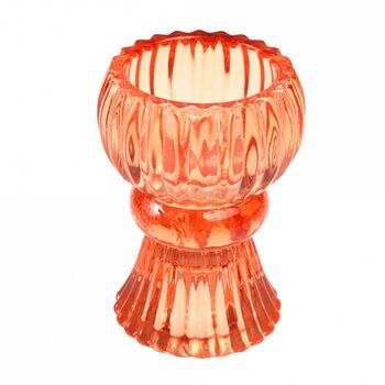 Double Ended Orange Glass Candle Holder, 2 of 4