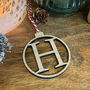 Personalised Oak Veneer Initial Christmas Bauble Gift Wrapping, thumbnail 2 of 5
