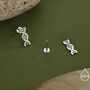 Dna Molecular Structure 16 G Flat Back Earrings In Sterling Silver, thumbnail 3 of 11
