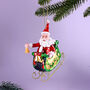 G Decor On The Way Santa In Sleigh Large Handcrafted Glass Ornament, thumbnail 1 of 3