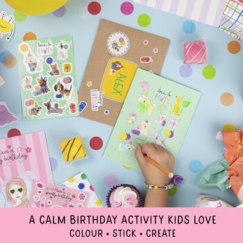Kids Construction Birthday Card – Sticker And Colouring Activity Gift, 3 of 10