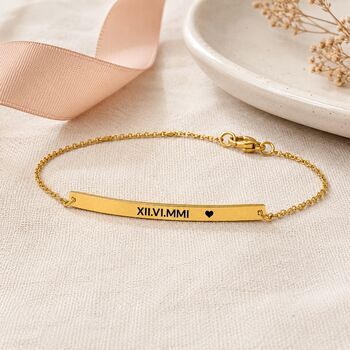 Personalised Curve Bar Bracelet Engrave Name Symbol, 7 of 10