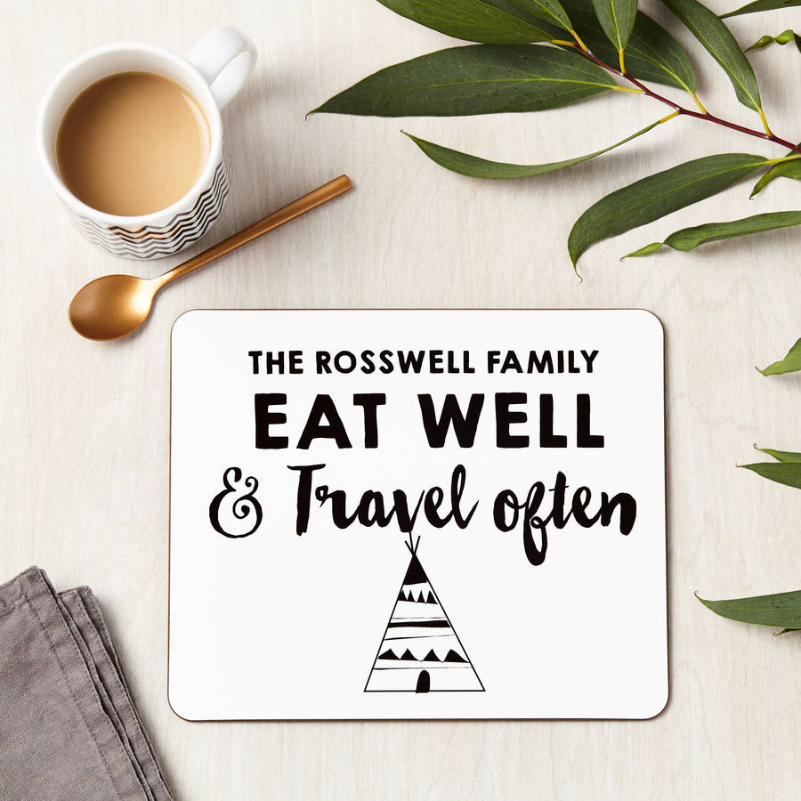 personalised eat well family name placemat set by tillie mint loves