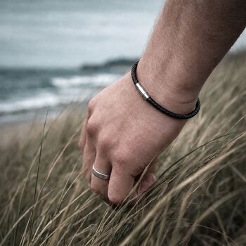 Personalised Men's Viking Rune Symbol Slim Leather Bracelet, 3 of 7
