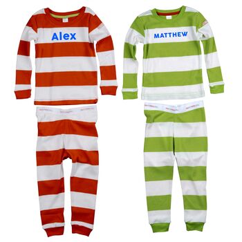 Personalised Name Stripy Organic Pyjamas, 2 of 3