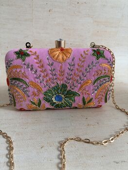 Pink Embroidered Clutch Bag, 6 of 11