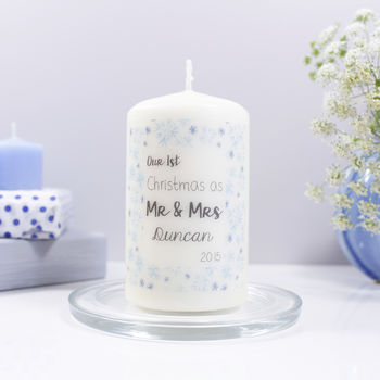 Personalised 1st Christmas As Mr And Mrs Candle, 3 of 5