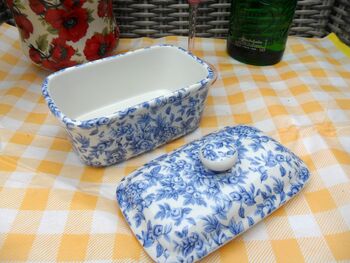 Lidded Butterdish In Blue Blossom Chintz Design, 5 of 6