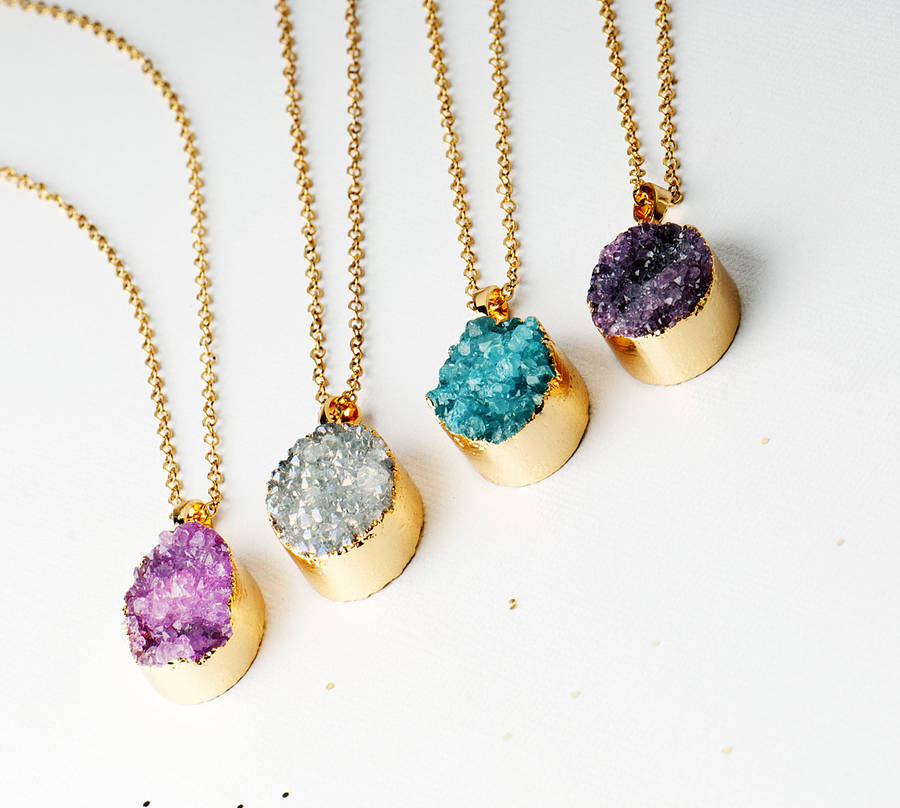druzy crystal oval necklace by grace & valour | notonthehighstreet.com