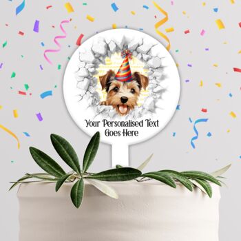 Personalised Biewer Terrier Birthday Break Through Dog, 4 of 8