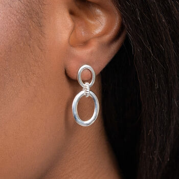 Large Sterling Silver Linked Hoop Earrings, 2 of 6