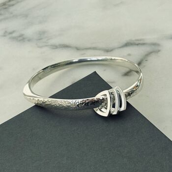 Personalised Wide Bangle With Triangle Charms, 2 of 9