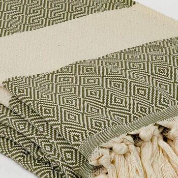 Xl Pine Green Cotton Throw / Bedspread, 2 of 2