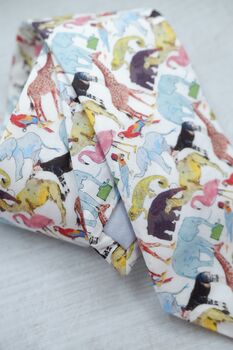 Liberty Queue For The Zoo Handmade Personalised Wedding Tie Men's And Children's, 2 of 2