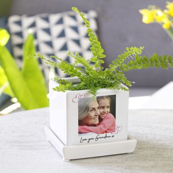 Mini Cube Photo Plant Pot For Grandma, 5 of 8