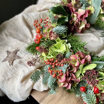 Christmas Fresh Hydrangea And Berry Wreath, 3 of 11
