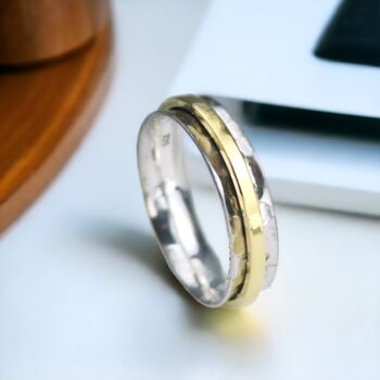 Personalised Slim Brass Spinner Ring In Sterling Silver, 3 of 12