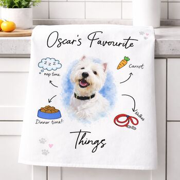 Personalised 'My Dog's Favourite Things' Tea Towel, 2 of 6