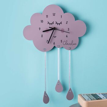 Children's Cloud And Raindrops Personalised Wall Clock, 5 of 10