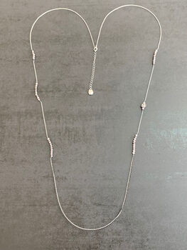 Long Grey Crystal Bead Asymmetrical Necklace, 5 of 9