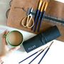 Personalised Black Buffalo Leather Roll Up Pencil Case, thumbnail 3 of 6