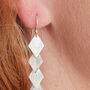 Brushed Silver Diamond Shaped Drop Earrings, thumbnail 4 of 8