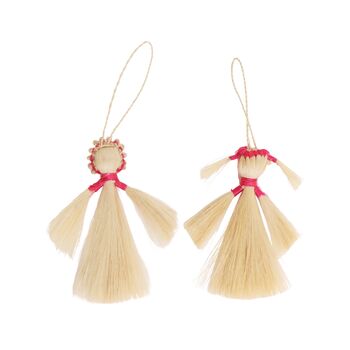 Christmas Jute Angel Set Of Two Pink, 10cm, 2 of 2