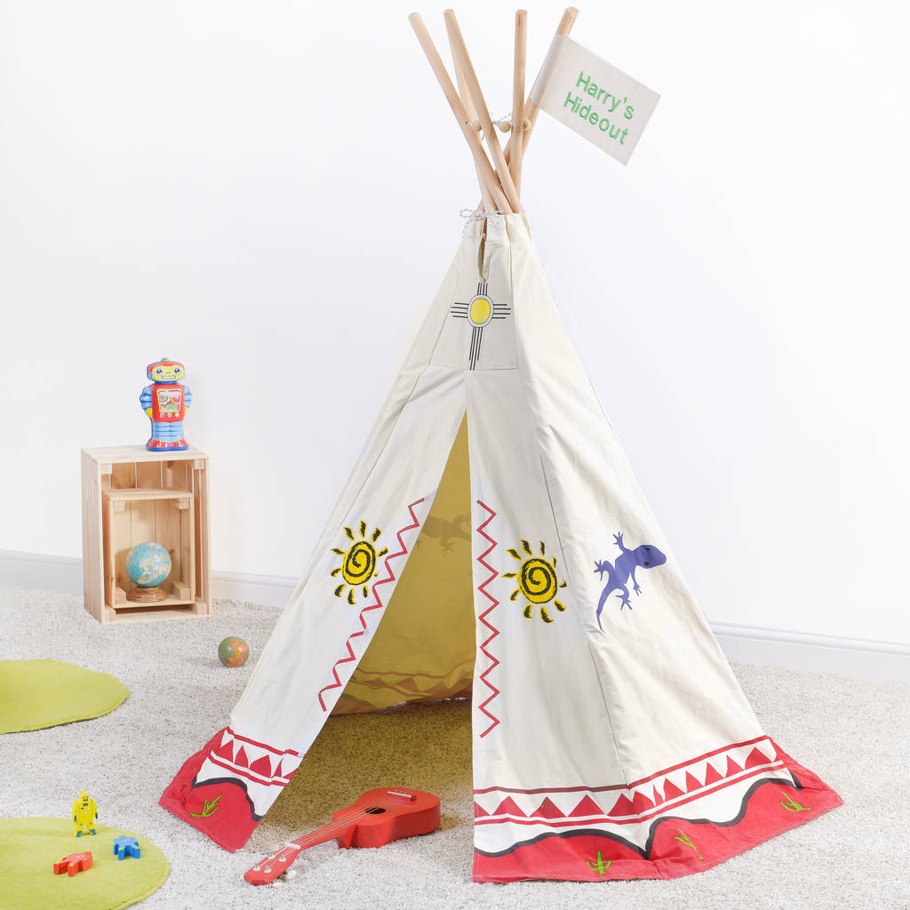 Canvas Tipi Play Tent And Personalised Flag, 1 of 3