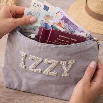 Personalised Patch Canvas Pouch Toiletry Makeup Cosmetic Bag Pencil Case, 4 of 5