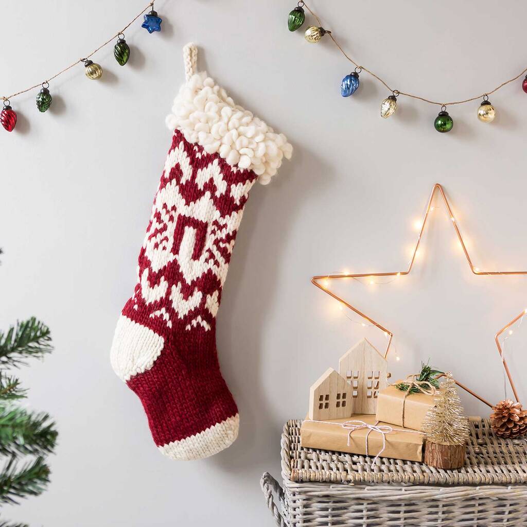 Personalised Christmas Stocking Knitting Kit Ruby, 1 of 7
