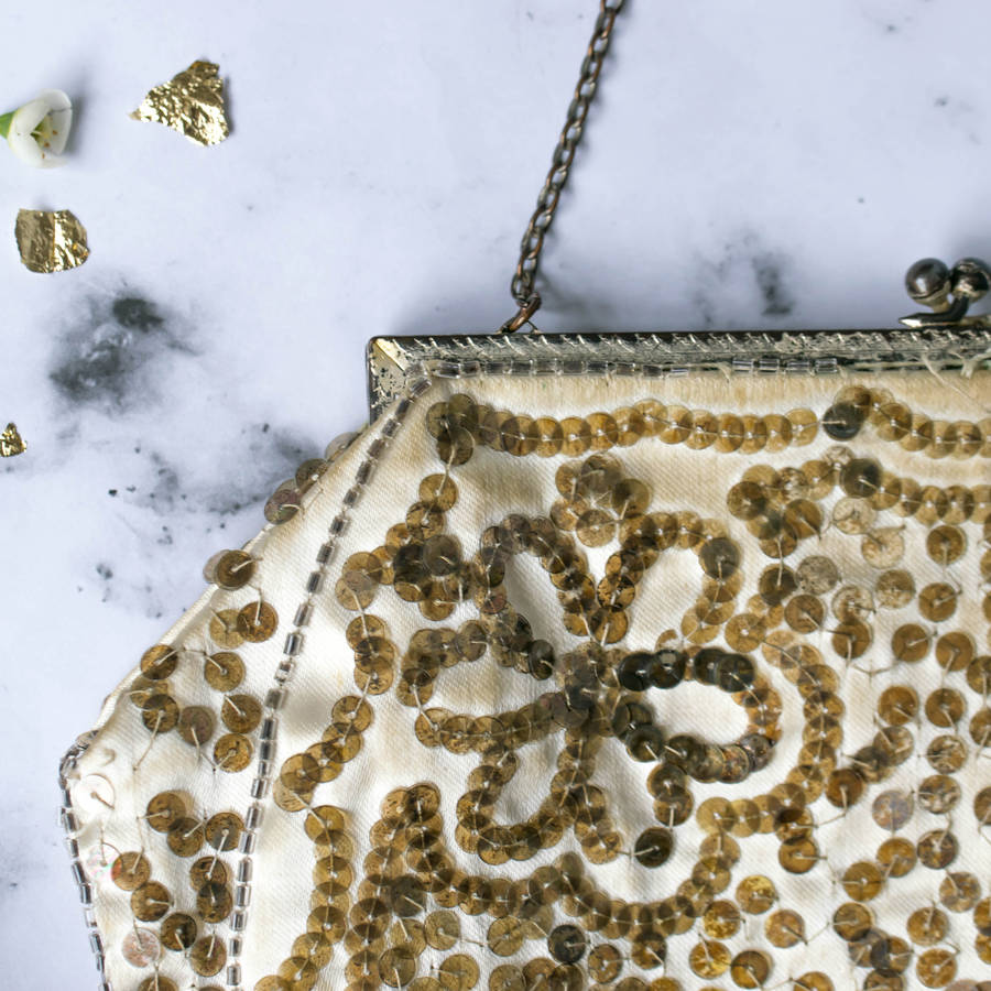 gold sequin purse