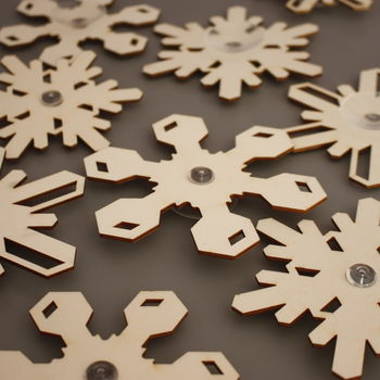 Set Of Wooden Snowflakes Window Decorations, 2 of 7