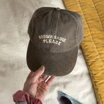 Brown Sauce Please Embroidered Slogan Cap, 3 of 3