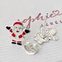 Sterling Silver Jolly Santa Christmas Earrings, thumbnail 2 of 3