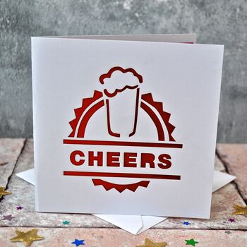 'Cheers' Laser Cut Beer Card, 2 of 5