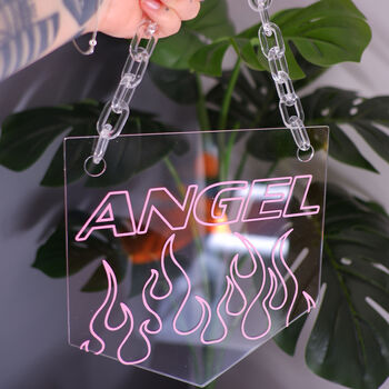 Angel Flames Clear Acrylic Banner With Acrylic Chain, 3 of 8