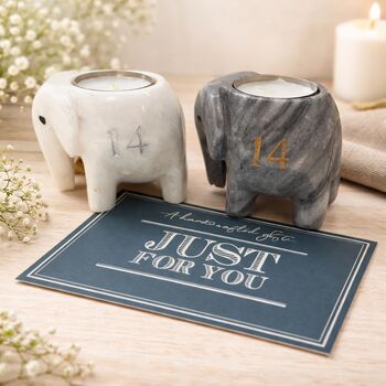 14th Anniversary Marble Elephant Tealight Candle Holder, 2 of 2
