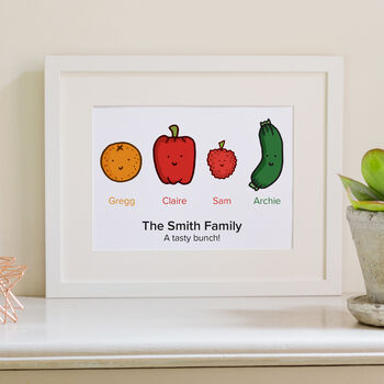 Family Fruit And Veg Personalised Cartoon Art Print, 3 of 9