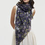 Navy Passion Flower Lightweight Long Scarf, thumbnail 2 of 4