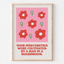 Floral Feminist Man In A Boardroom Pink Wall Print, thumbnail 2 of 4
